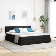Letto con contenitore e materasso Nero 160 x 200 cm