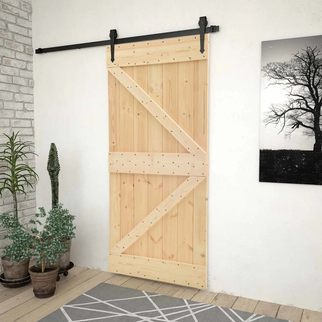 Porta scorrevole Naturale e Nero 100 x 210 cm 3444865