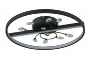 Plafoniera anello nera Dacota cristalli LED 24W 45cm