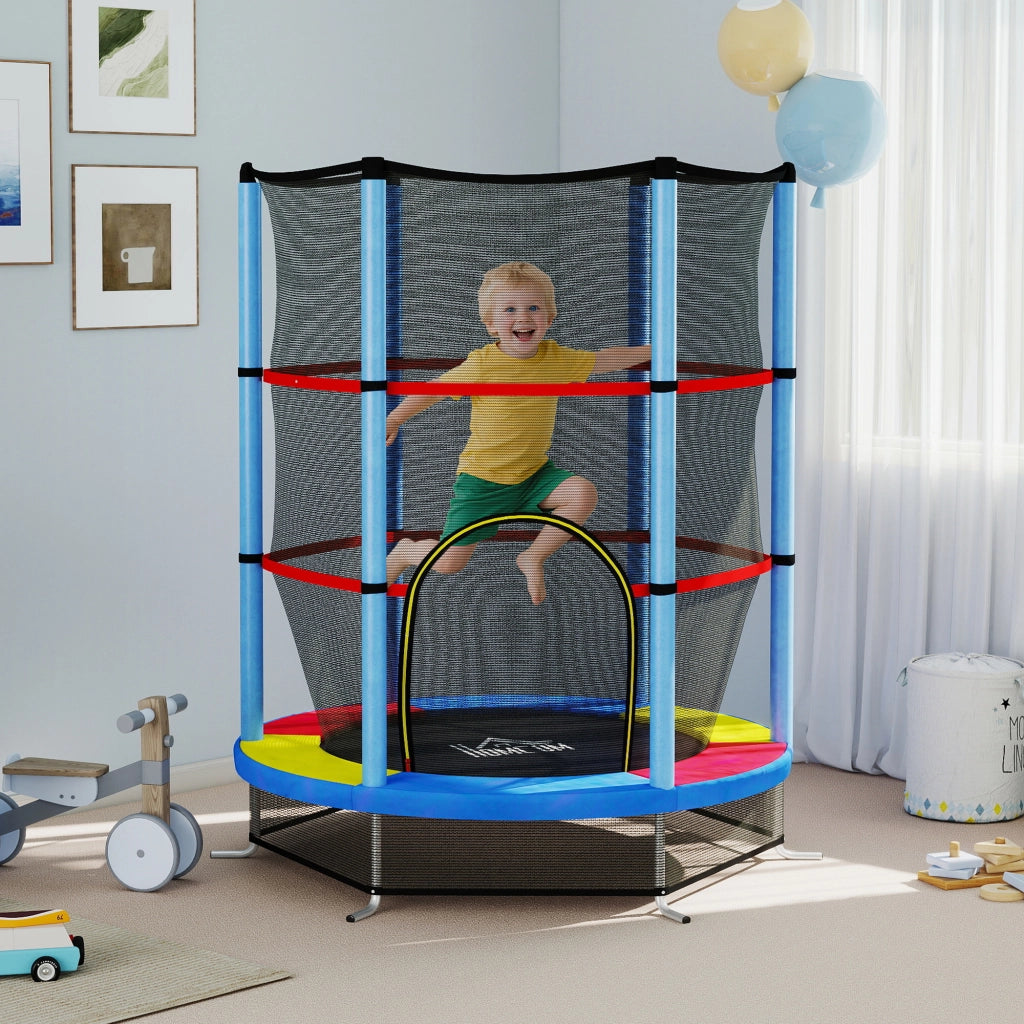 Trampolino elastico per bambini con rete di sicurezza ¨C zephmum ¨C 140x190 cm, multicolore