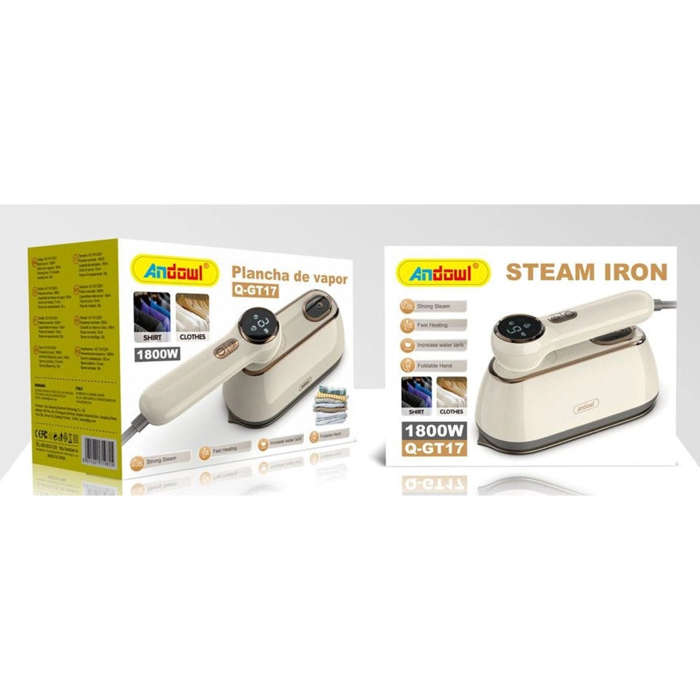 Trade Shop - Ferro Da Stiro A Vapore Portatile Da Viaggio 1800w Maniglia Pieghevole Con Display Q-gt17 -