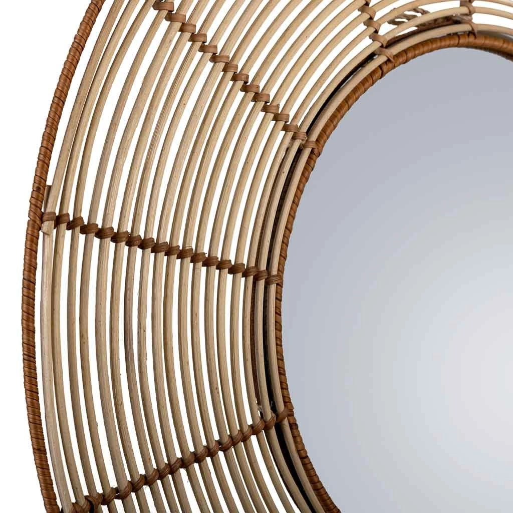 Specchio rotondo in rattan marrone 61x61x03h