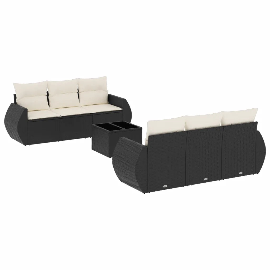 Set Divani da Giardino con Cuscini 7pz Nero Polyrattan 3221105
