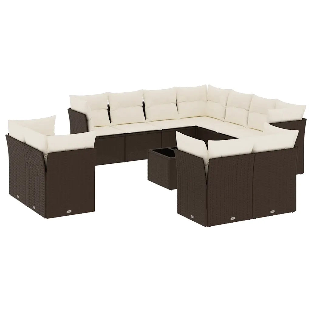 Set Divani da Giardino 12 pz con Cuscini Marrone in Polyrattan 3250362