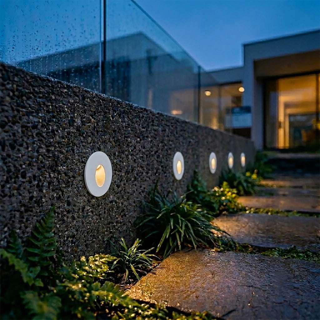 Mini Faretto Segnapassi LED 1.5W Tondo Bianco da Incasso Parete Muro per Esterno IP54 Punto Luce Scale Gradini Giardino Calda 3000K