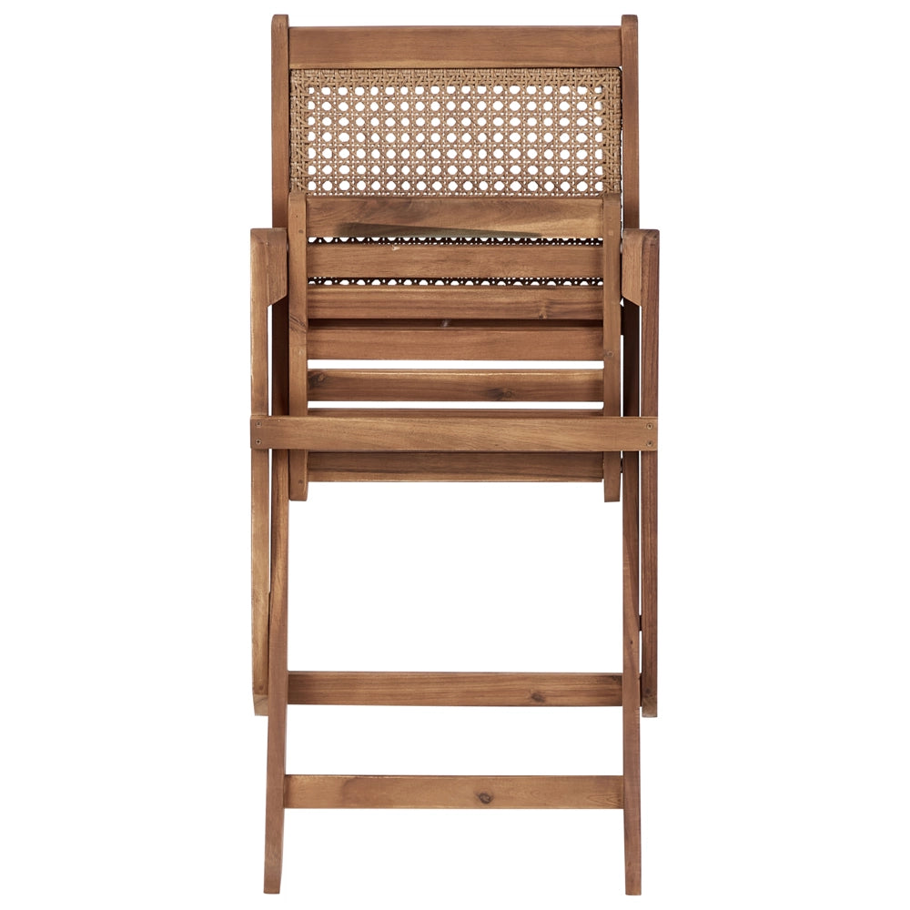 Set di 2 sedie da giardino per esterni in legno d'acacia chiaro pieghevoli stile rustico