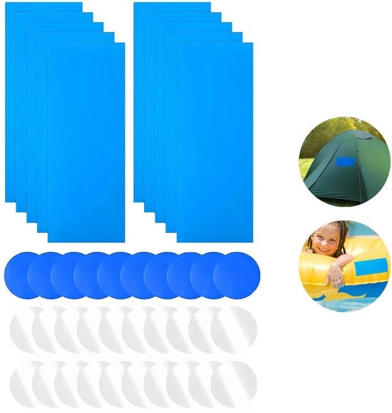 Kit di riparazione per gonfiabili 40 pezzi - set di riparazione per tende da campeggio - kit di riparazione per piscine gonfiabili - giocattoli gonfiabili - tende - adesivo per riparazioni semplice da applicare