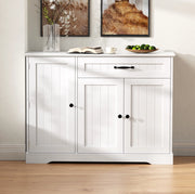 Credenza moderna in MDF bianco con 3 ante e 1 cassetto; per ingresso e soggiorno