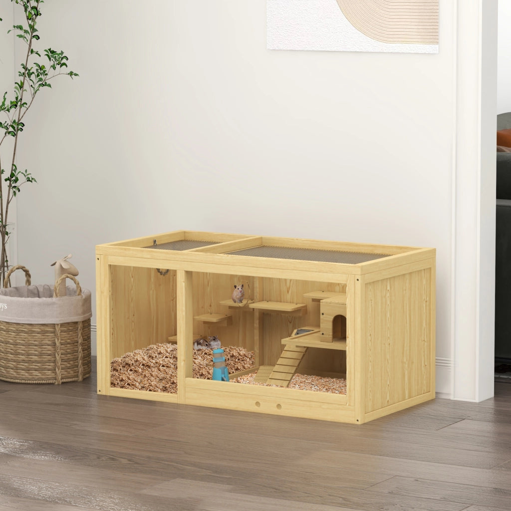 Gabbia per Piccoli Animali Roditori ¨C zephmum ¨C 100x50x50 cm Legno Naturale