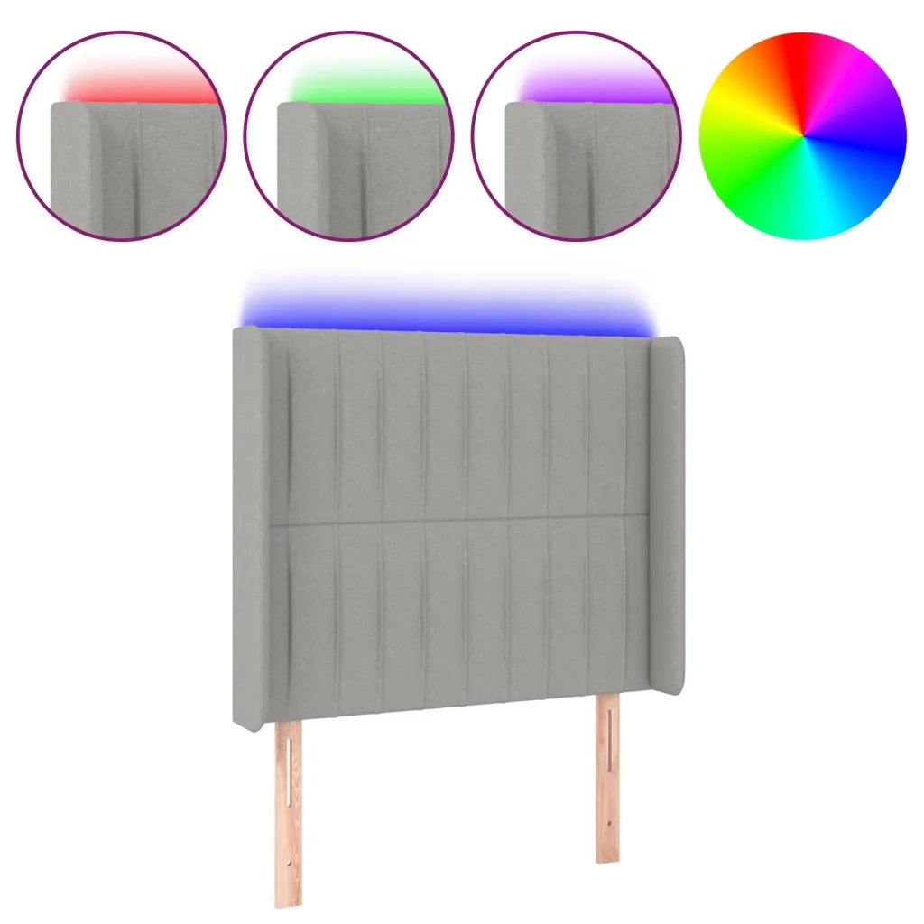 Testiera a LED-Testata con LED Grigio Chiaro 93x16x118/128 cm in Tessuto 474068