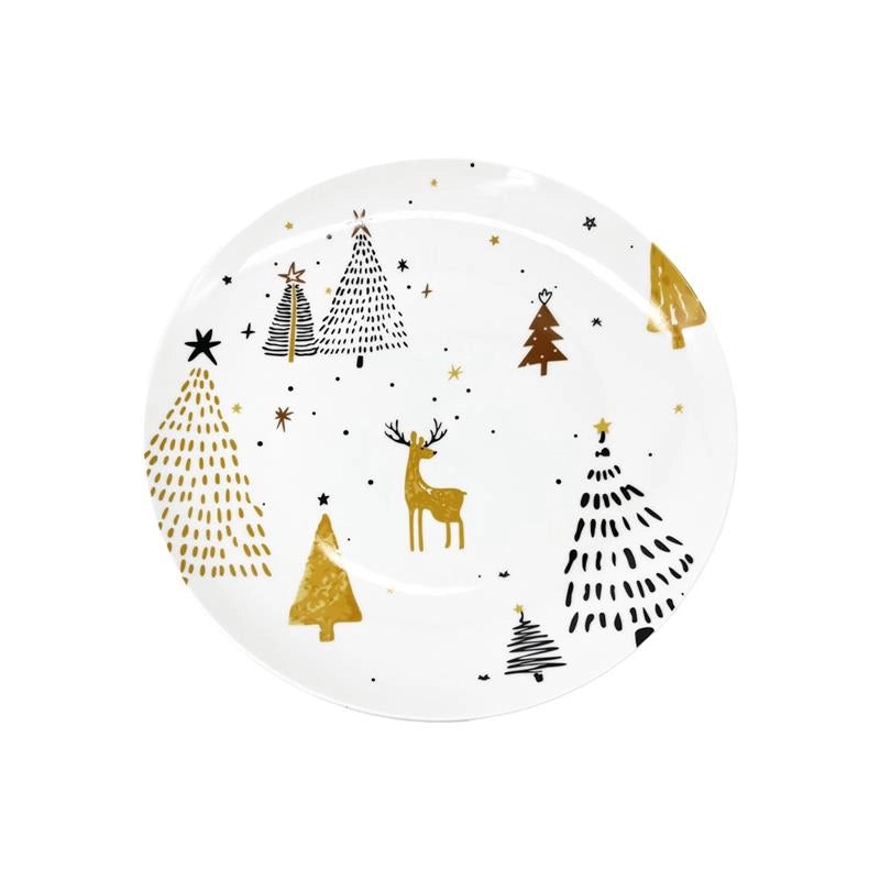 MA MAISON PIATTO PIANO 20 CM BIANCO STILE NATALIZIO MODELLO STARRY NIGHT
