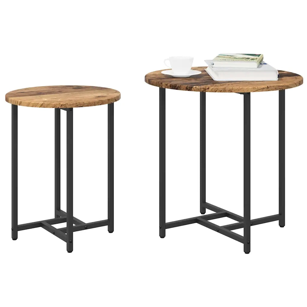 Set tavolini 2 pcs Legno Antico e Nero 869700