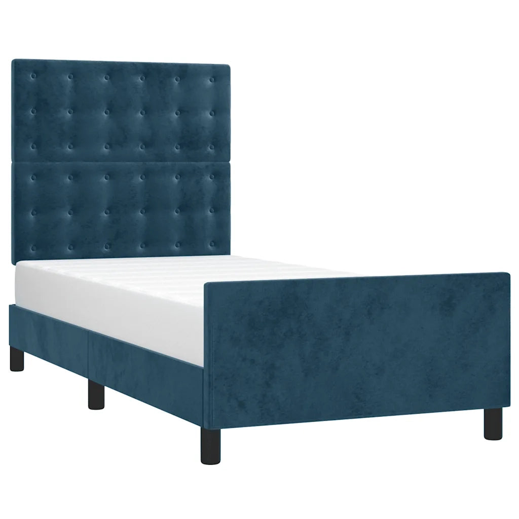 Giroletto senza Materasso-Struttura Letto Blu Scuro 100x200 cm in Velluto 499966