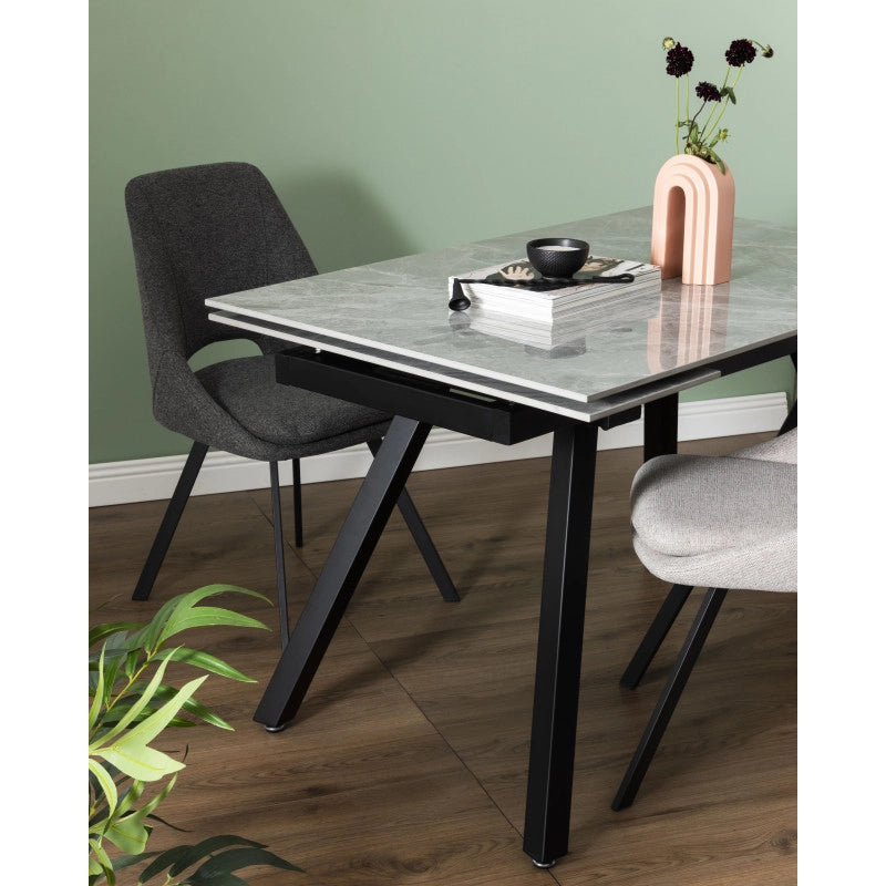 Set di 2 Sedie In Tessuto Grigio Miranda Gambe In Metallo Nere Dimensione 56x48x85,50cm