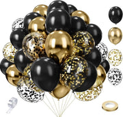 Set di palloni lussuosi - nero e oro - 65 pezzi - biodegradabile