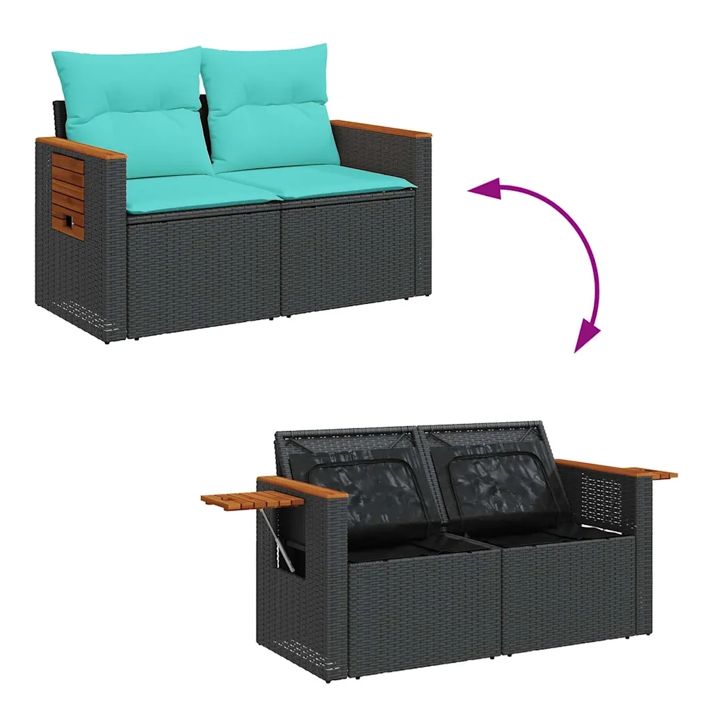 Set Divani da Giardino con Cuscini 7pz Nero Polyrattan 3325977