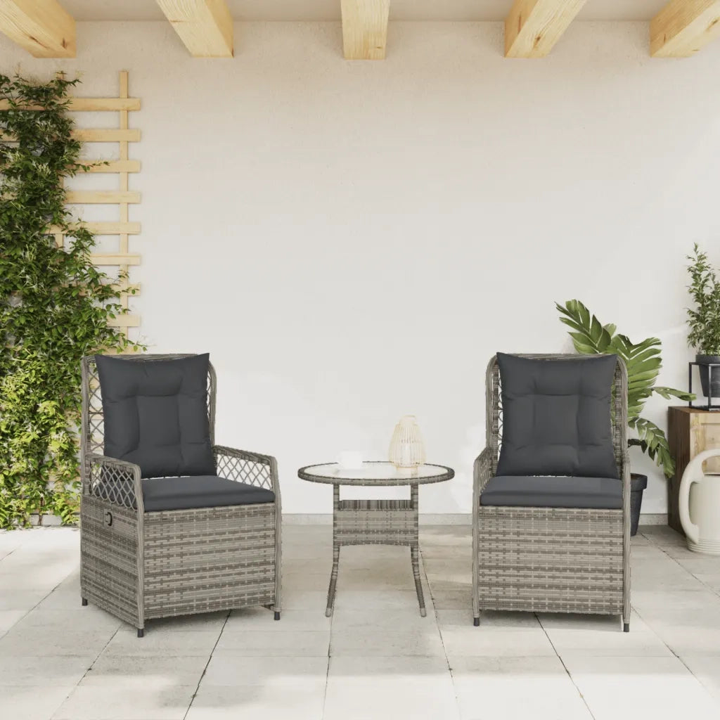 Sedie da Giardino Reclinabili 2 pz | Sedie da Esterno Grigio Polyrattan