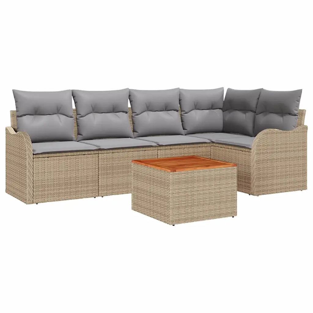 Set Divano da Giardino con cuscino 6 pcs Beige polyrattan 3347455