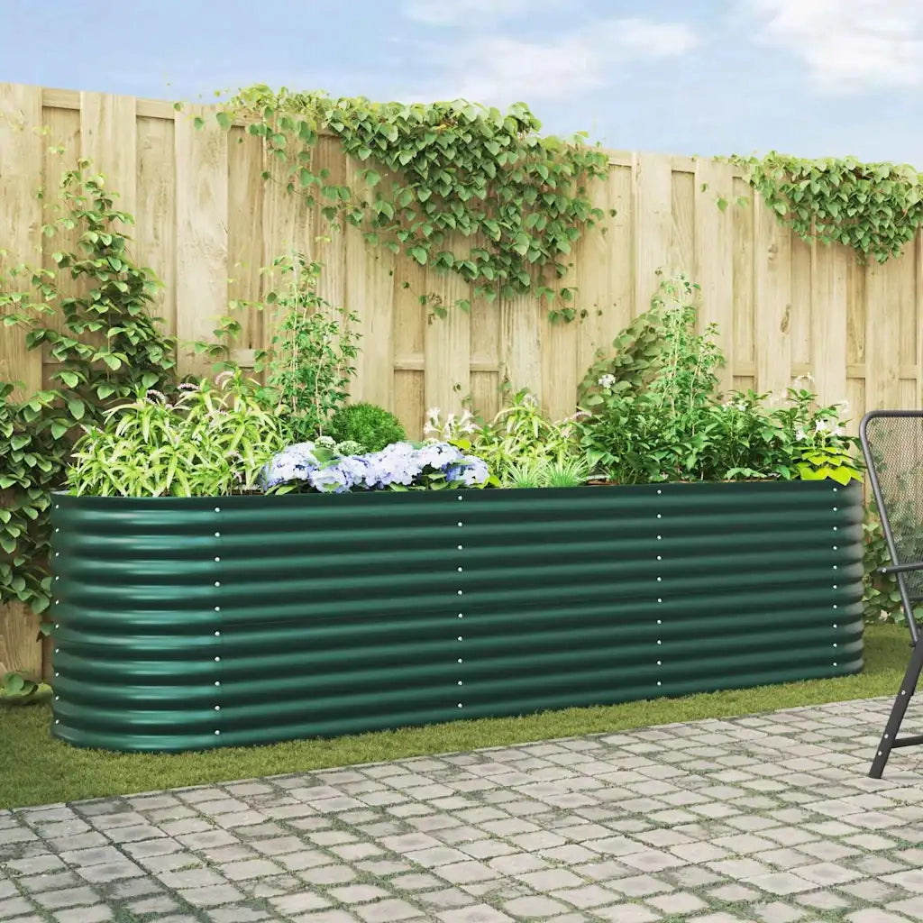 Fioriere | Cassetta per fiori | Letto Rialzato Verde 320 x 80 x 81 cm Acciaio