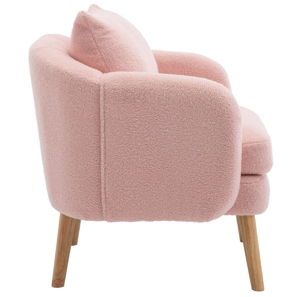 Poltrona 1 posto con cuscino di sostegno in tessuto teddy rosa