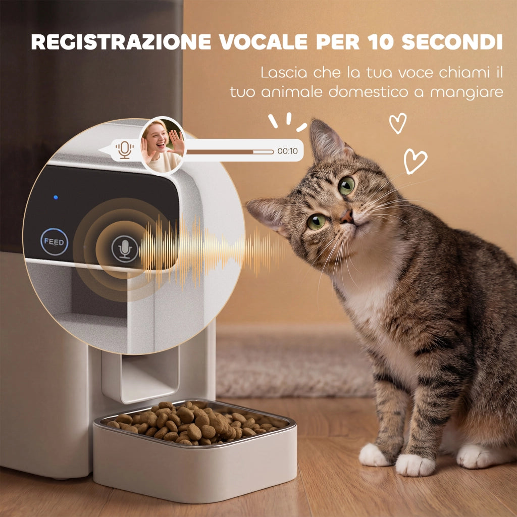 Distributore Cibo per Gatti Automatico ¨C Minimal ¨C Bianco 4.5L