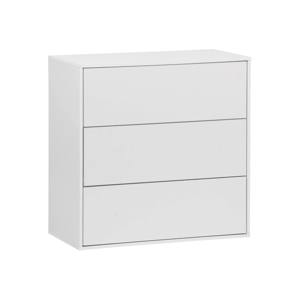 Modulo di stoccaggio decorativo in legno 3 cassetti, bianco