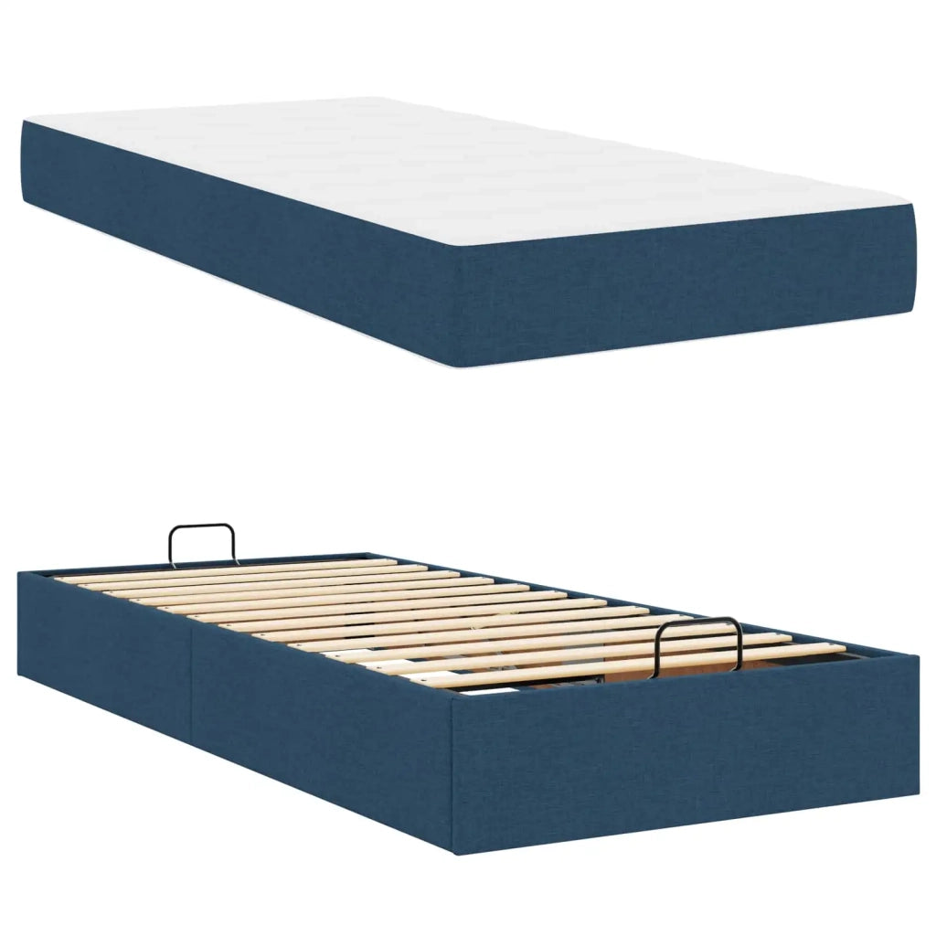 Letto singolo | Letto per adulti | Struttura letto con materasso 2 pcs Blu Tessuto