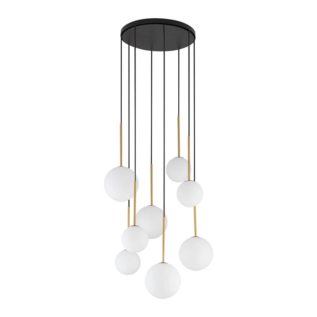 Lampadario Nowodvorski KARO 8 luci sfere bianco nero oro