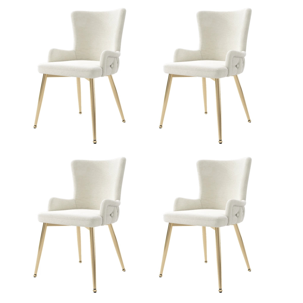 Sedie da Pranzo Set 4 Pezzi Velluto Imbottite ¨C MINIMAL ¨C Beige, Gambe in Metallo Dorato