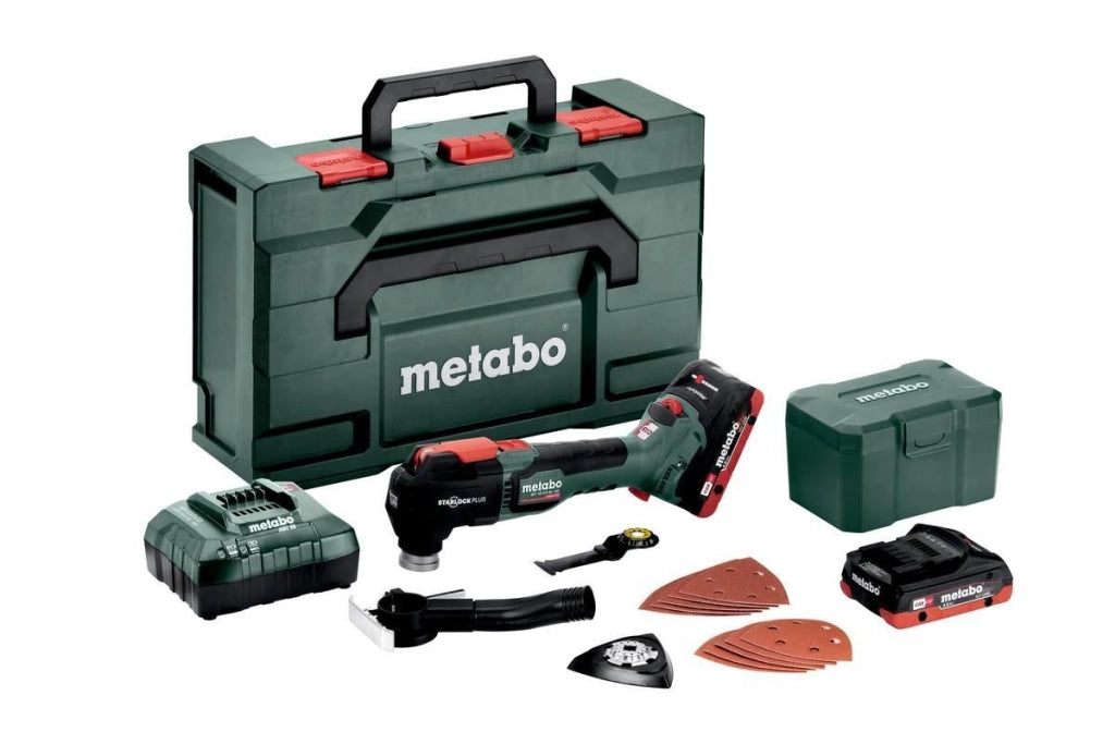 Metabo 6130888800 MT 18 LTX BL QSL Multitool a batteria 18 V 2x4 Ah LiHD con motore brushless e cambio utensili rapido colore Nero Verde Rosso