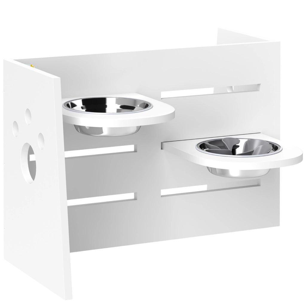 Mangiatoia Elevata per Cani Regolabile con Sistema di Alimentazione Lenta ¨C Minimal ¨C 63x58,5x40 cm Bianco