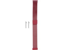 Cinturino orologio in acciaio inossidabile a maglia 16 mm con chiusura magnetica e regolazione rapida in rosso | Uomo e donna