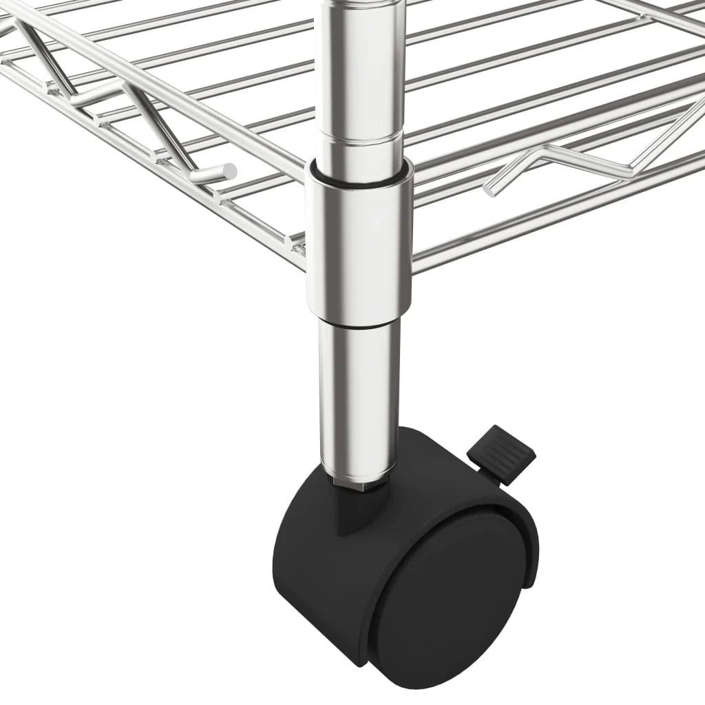 Scaffale portaoggetti a 3 ripiani con ruote 60 x 35 x 81 cm cromato 150 kg 02_0000658