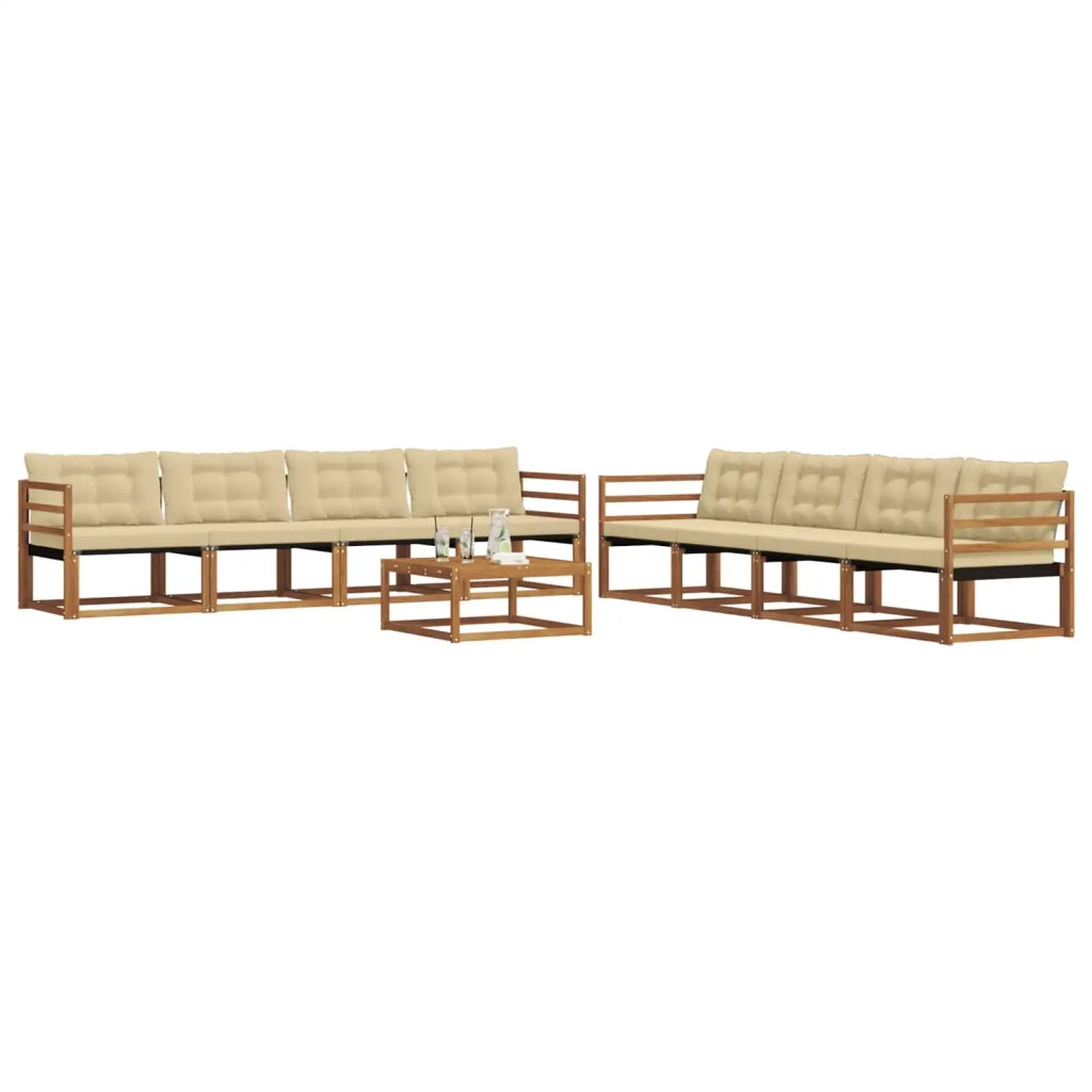 Set di divani da esterno con cuscino 9 pcs Naturale e Beige 3369304