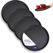 Piatti di servizio antiscivolo neri (4 pezzi da 28 cm) - piatto di servizio rotondo ideale come piatto di servizio, piatto del cameriere o come piatto del caffè - accessori per ristoranti e bar piatto di servizio