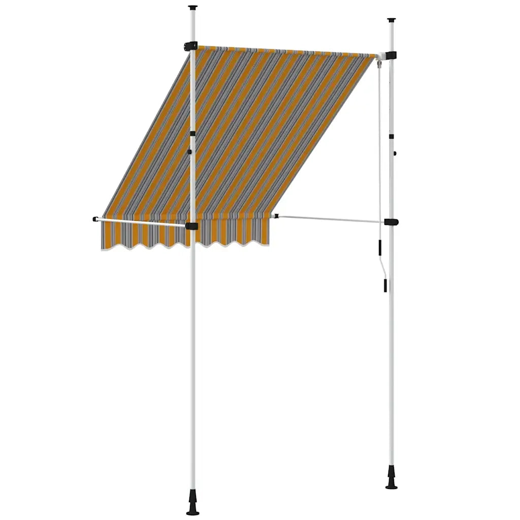 Tenda da Sole Retrattile Manuale 150 cm a Strisce Blu e Gialle 43225