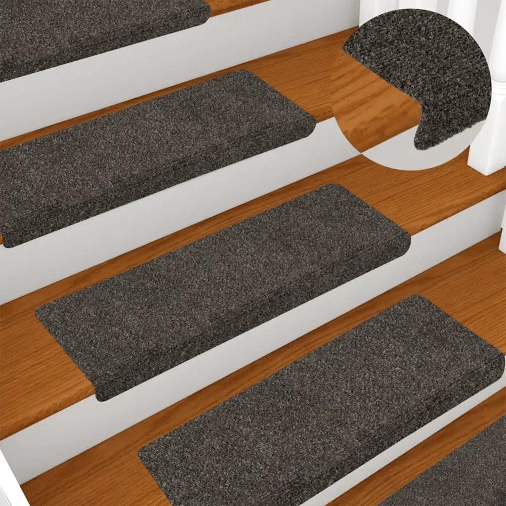 Tappetini per scale autoadesivi 15 pz | Gradini per Scale 65x21x4 cm Antracite Bordo rettangolare