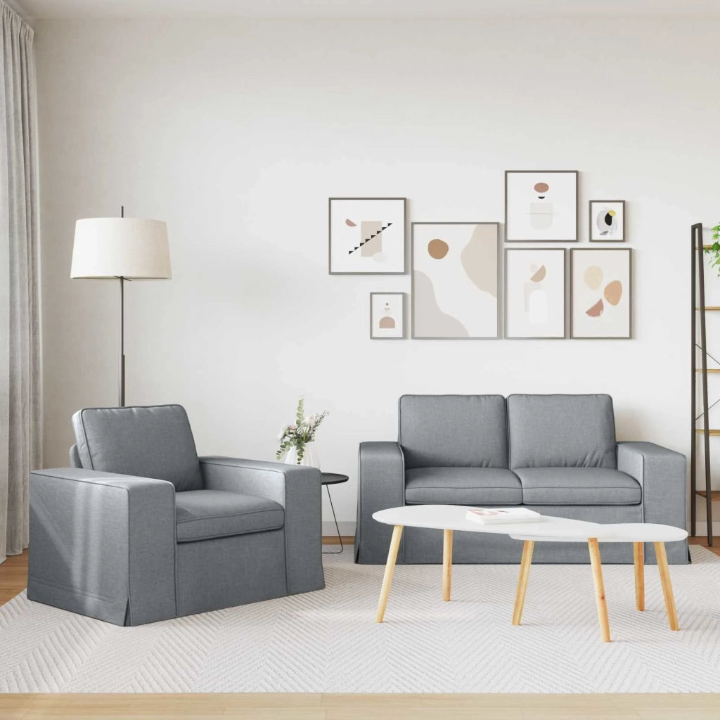 Divano 2 pcs Grigio chiaro 182 x 80 x 82 cm Tessuto