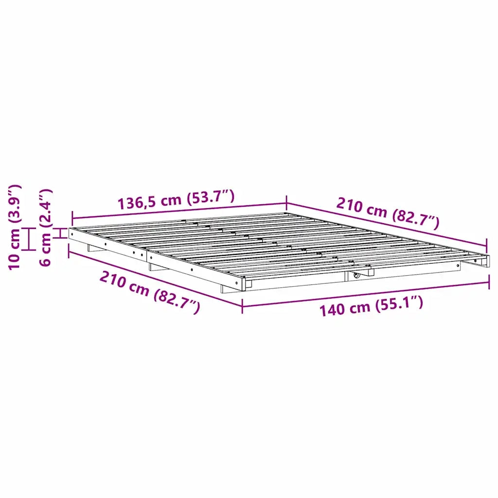 Struttura del letto-Giroletto-Rete del Letto Bianco 140 x 210 cm Pino massello 603743
