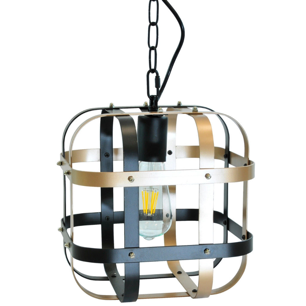 Lampada a sospensione Klatka nero oro E27 Polux Ø25 cm