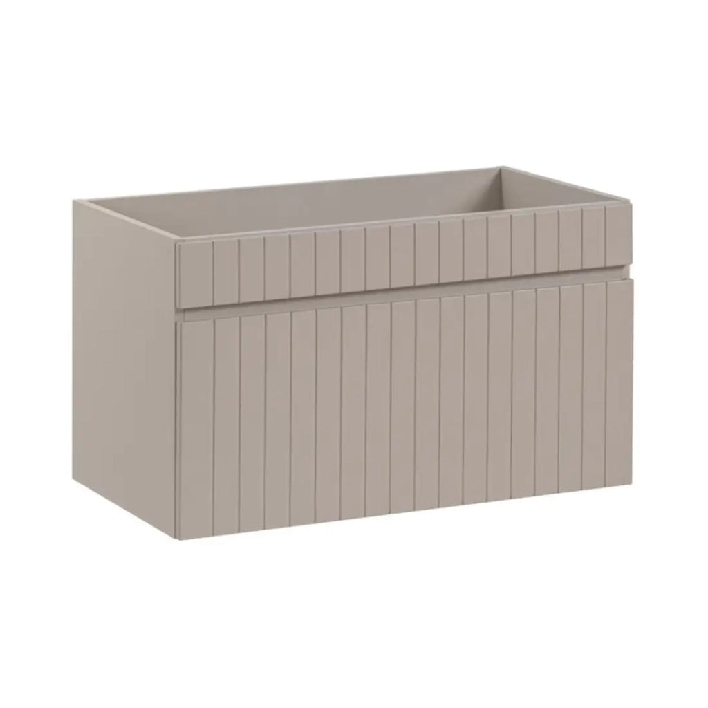 Set ICON: mobile sottolavabo 100cm con nicchie visibili + lavabo rotondo da appoggio + specchio LED + colonna