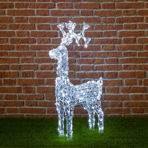 Renna Di Natale Luminosa con Diamanti cristalli 150 Led Bianco Ghiaccio H92 cm D1510