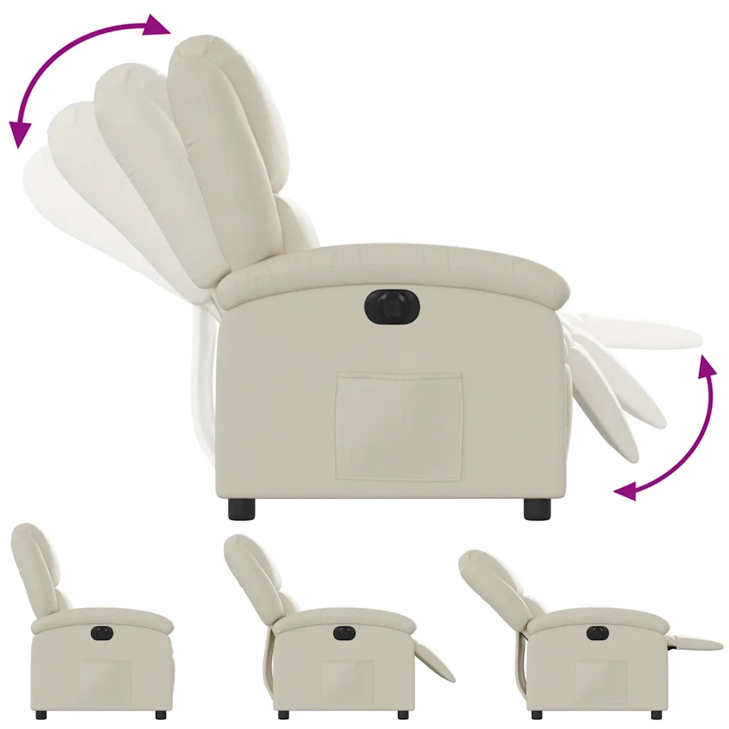 Poltrona | Sedia Relax Reclinabile Elettrica Crema in Similpelle