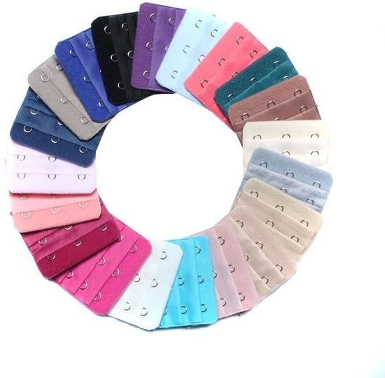 Estensione di Sottoveste 22 Unità - 3 Ganci/3 Righe - Diverse Colori - Comodo - Leggero - Materiale Tessile - Sostegno Reggiseno