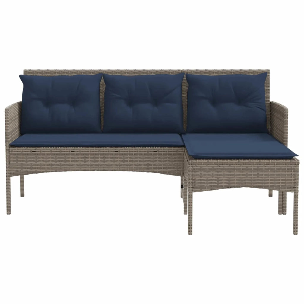Set Divano da Giardino 2 pcs Grigio e Blu Navy polyrattan 4103810