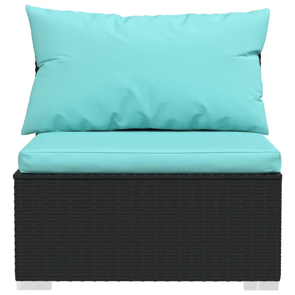 Set Divani da Giardino 9 pz con Cuscini in Polyrattan Nero 3101513