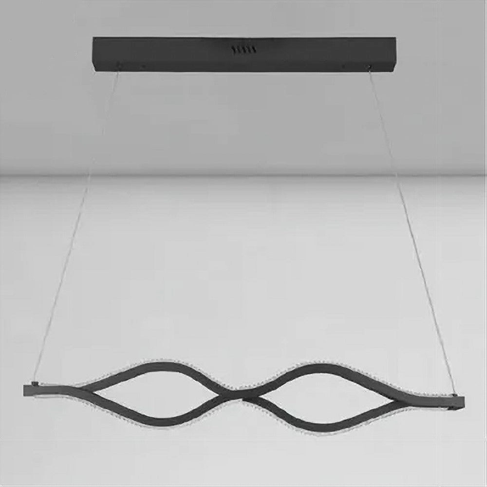 Trade Shop - Lampadario A Sospensione Led 58 Watt Onda Infinito Cristallo Ondulato Nero 32132 -