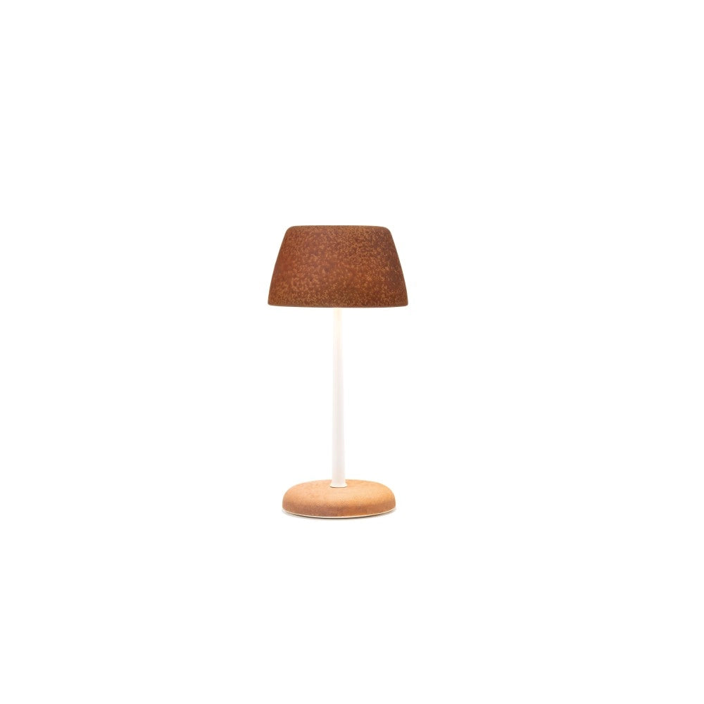 Lampada Smart Trilli Wi-Fi Zafferano - Led Ricaricabile, Touch, App Wi-Fi, Ceramica Decorata Bianca e Ruggine