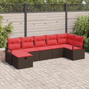 Set di divani con cuscino 7 pcs Marrone e Rosso polyrattan 3359203