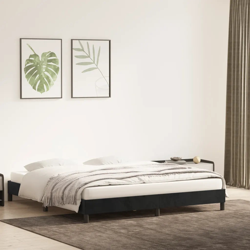 Giroletto senza Materasso-Struttura Letto Nero 200x220 cm in Velluto